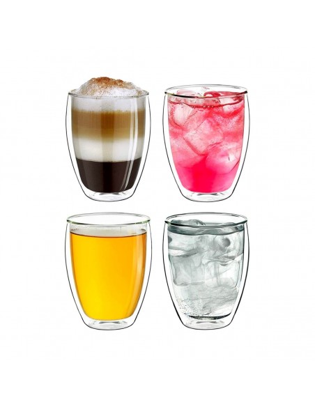 Ensemble de 4 verres double paroi en cristal de 250 ml.