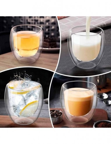 Ensemble de 4 verres double paroi en cristal de...
